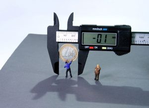 Digital Calipers measuring a one Euro coin